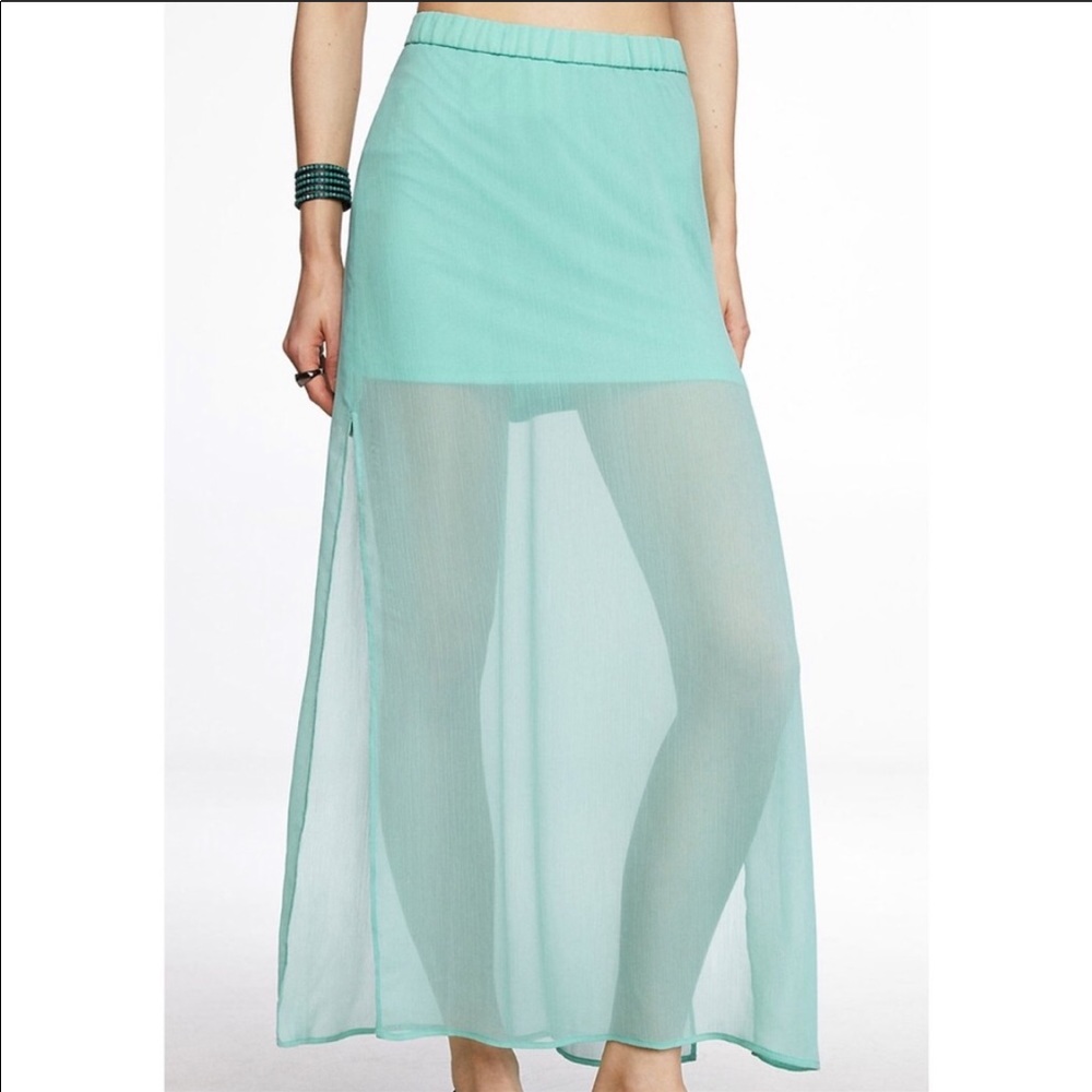 Express Mint Green Chiffon Maxi Skirt